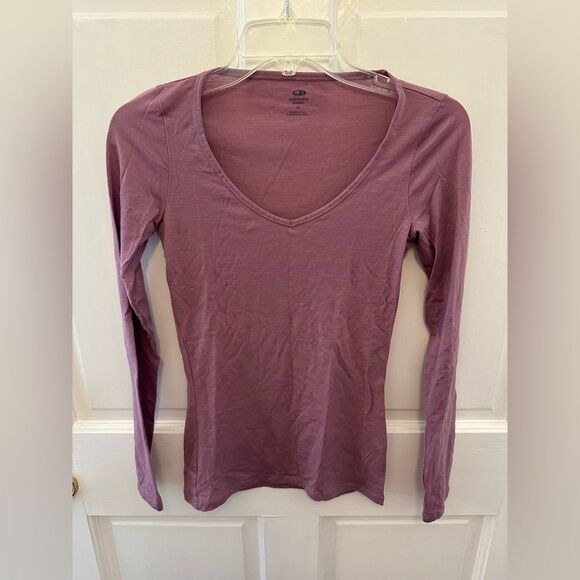 Icebreaker Merino Wool Purple V-Neck Shirt XS - Picture 1 of 3